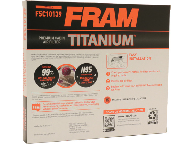 FRAM Titanium® Cabin Air Filter 4 FRAM Titanium® Cabin Air Filter
