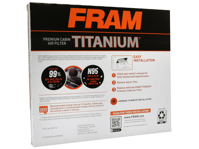 FRAM Titanium® Cabin Air Filter 4 FRAM Titanium® Cabin Air Filter