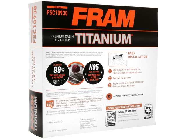FRAM Titanium® Cabin Air Filter